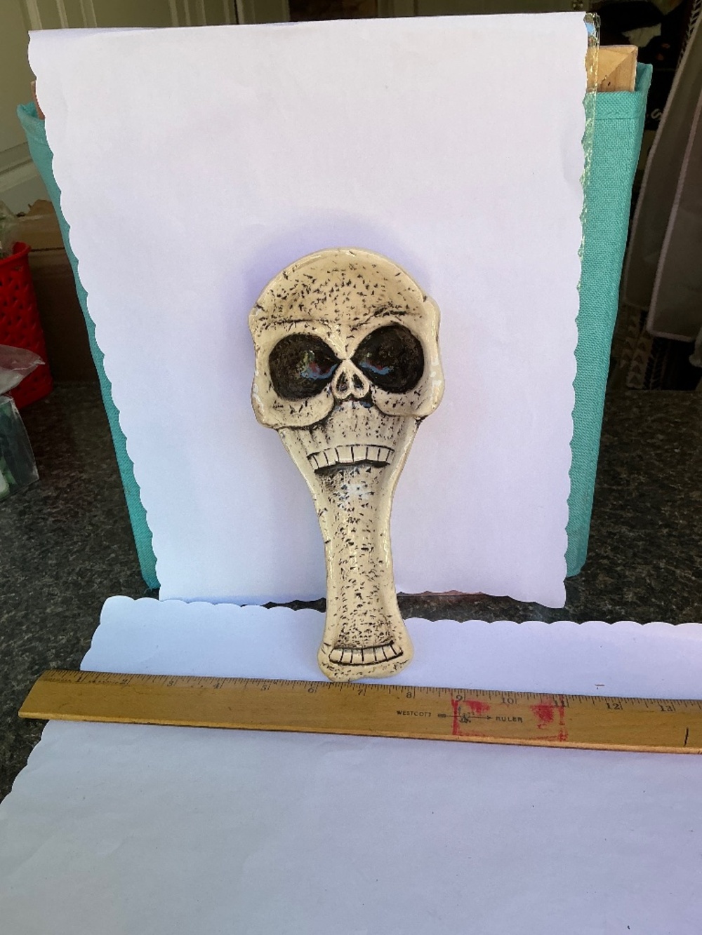 Skull Spoon Rest Gothic Halloween Kitchen Decor Ceramic Spoon Holder